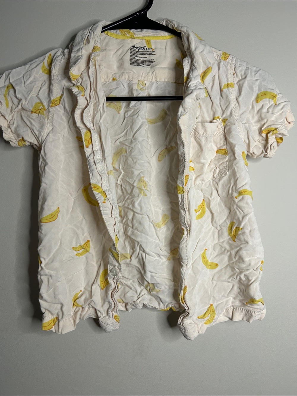 Cat & Jack White Button-Down Shirt with Yellow Banana Print